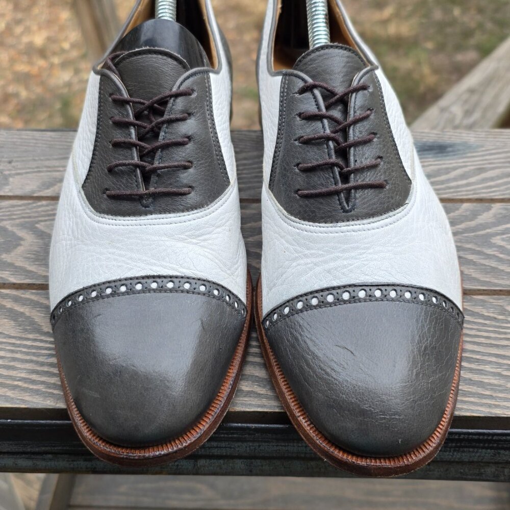 SALE - Gravati 8-M Mens Gray and White Mens Spectator Oxford Dress Shoes